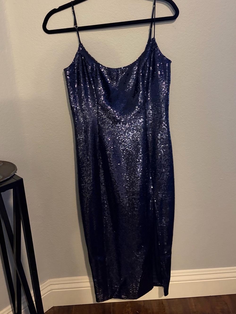 MISHA COLLECTION Navy Sequin Slip Midi Dress